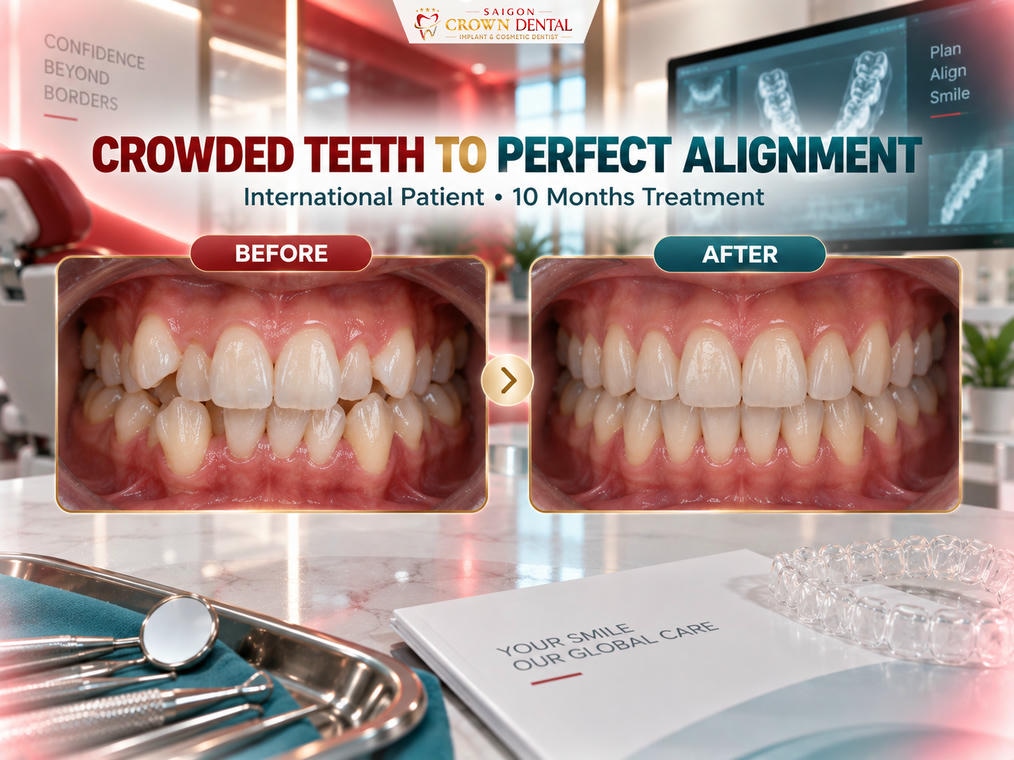 Invisalign aligners crowded teeth before after international patient