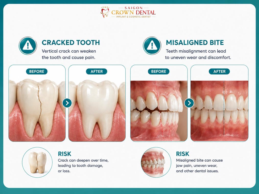 Ảnh minh họa các biến chứng không bọc sứ