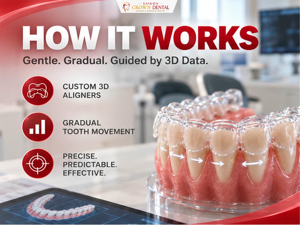 Sơ đồ cách khay Invisalign di chuyển răng