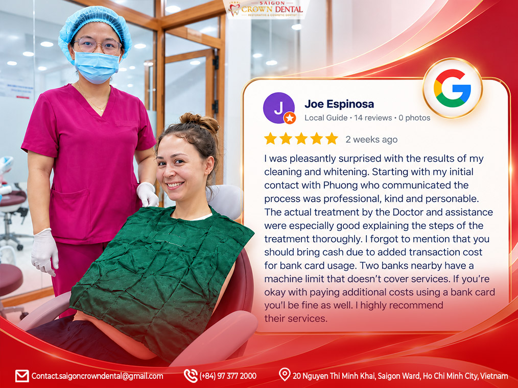 google review patient Saigon Crown dental